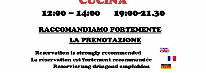 ORARI DI APERTURA  DA OTTOBRE 2026