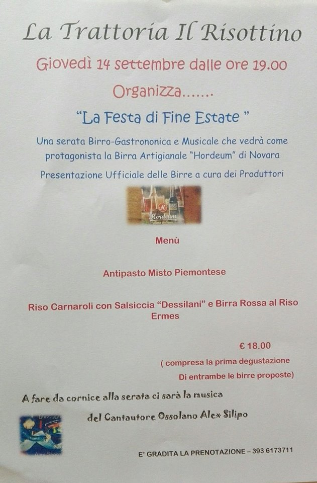 festa di fine estate e presentazione birre Hordeum 