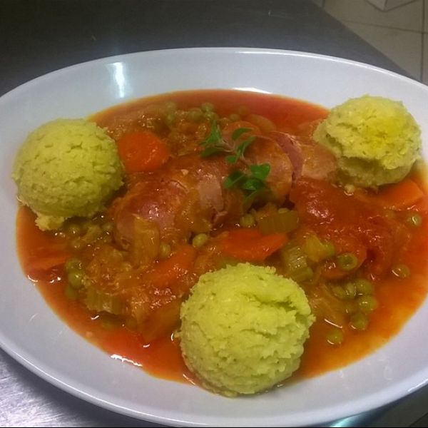 Polenta di Pignoletto Giallo con Salamelle alla moda Sunese