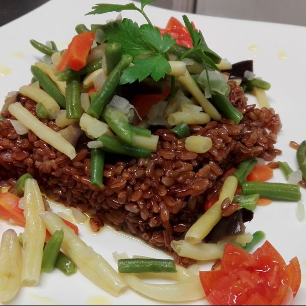 Riso Integrale Orange con Verdure miste al vapore 