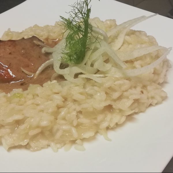Risotto ai Finocchi con Filetto di Maiale al Pepe Rosa